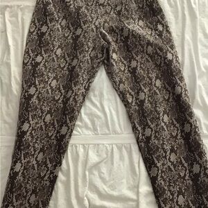 Intro. Snake Print Leggings - Brown and Cream
